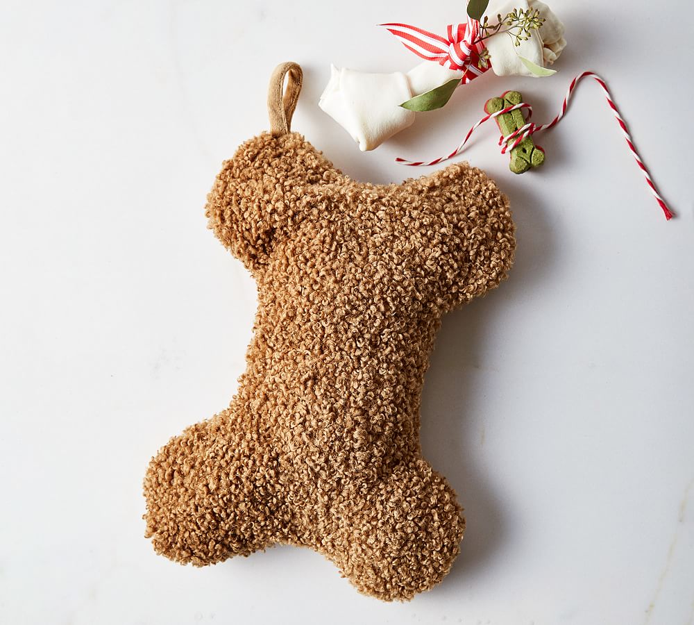 Cozy Teddy Faux Fur Bone Pet Stocking