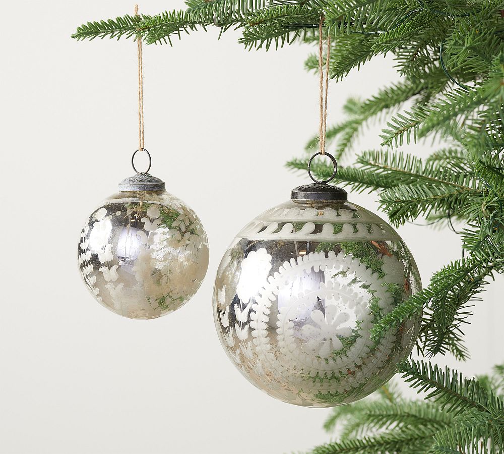 Etched Mercury Glass Ornaments