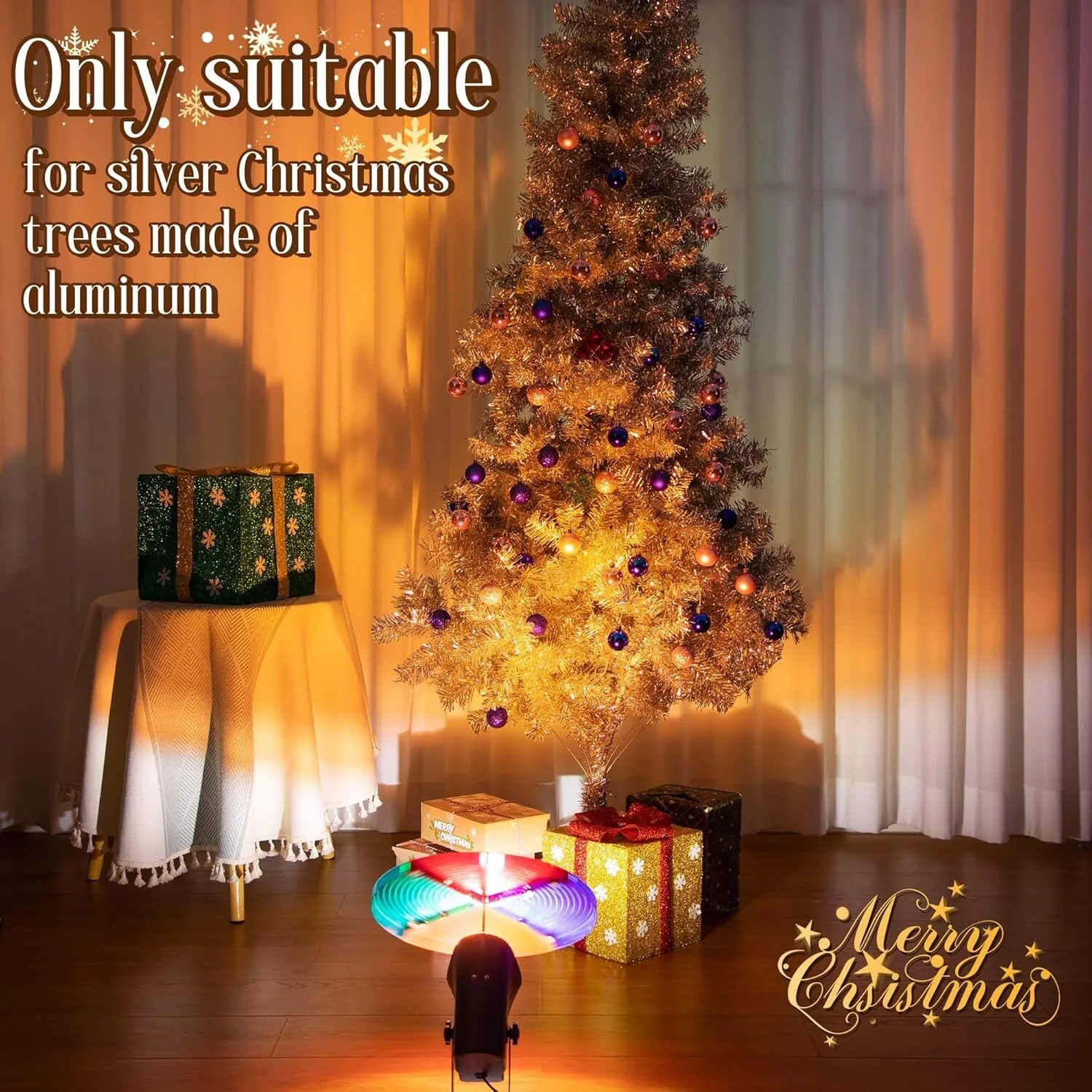 Color Wheel for Christmas Tree with E27 LED Light, Rotating Color Wheel LED