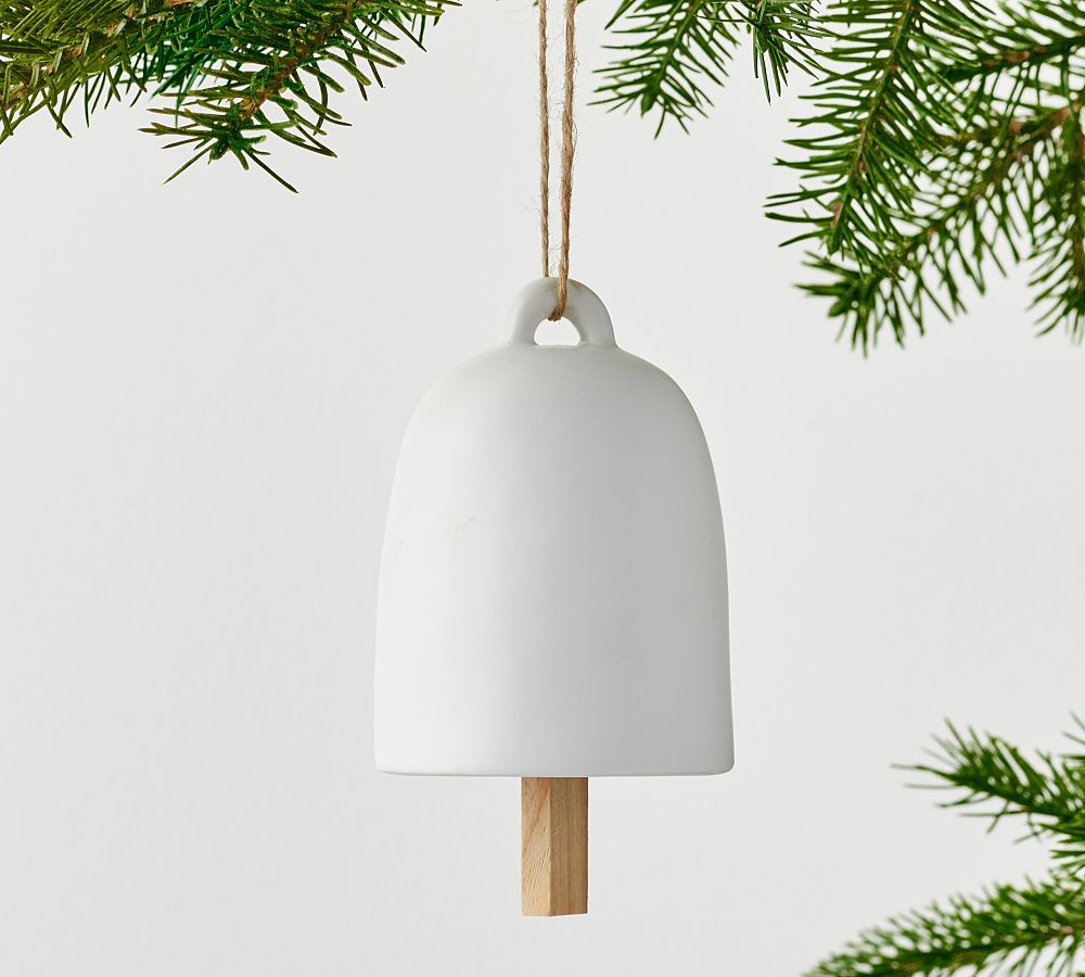 White Ceramic Bell Ornament
