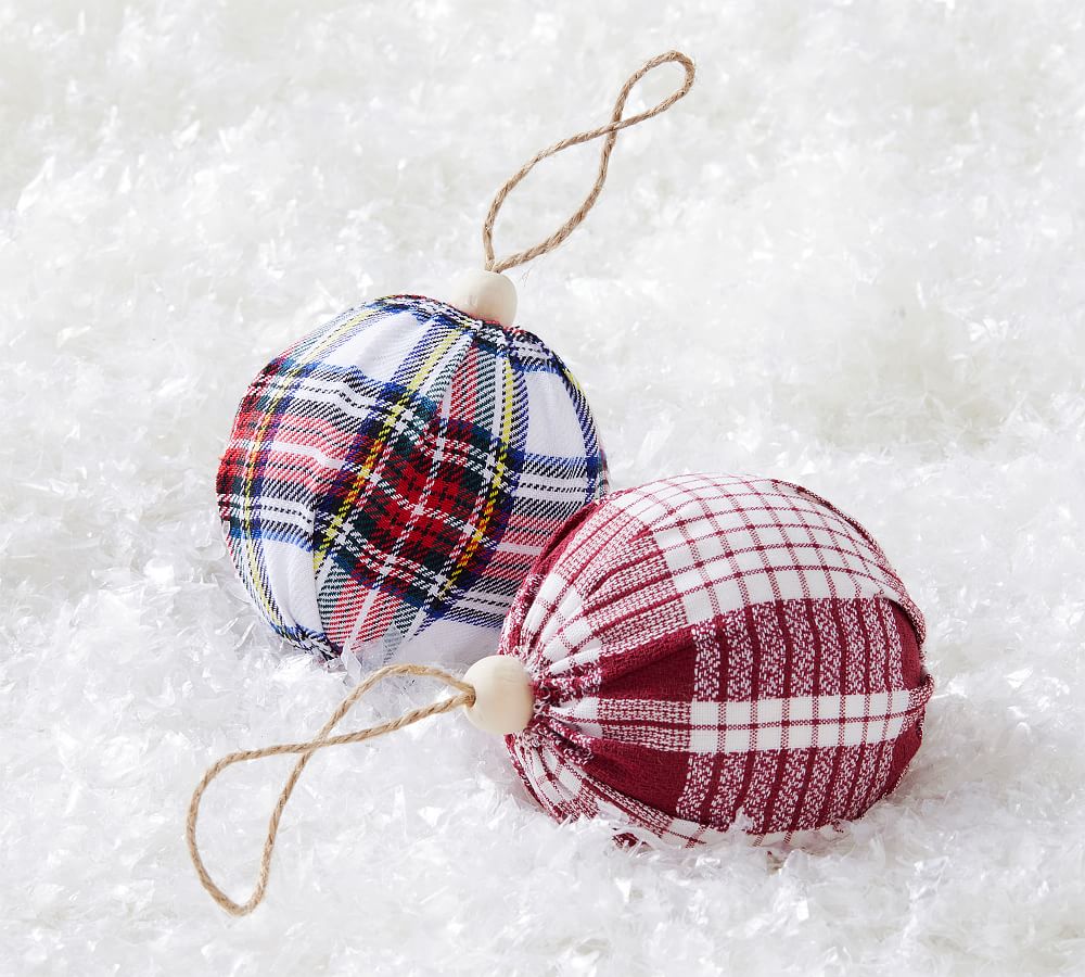 Plaid Fabric Ball Ornaments