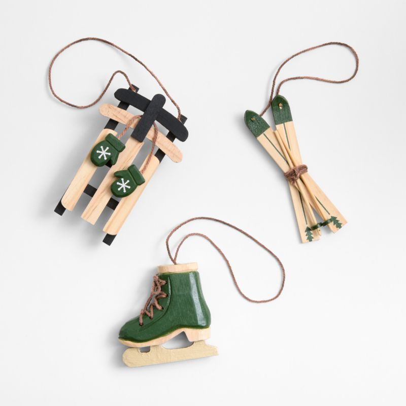 Wooden Ice Skates Christmas Ornament