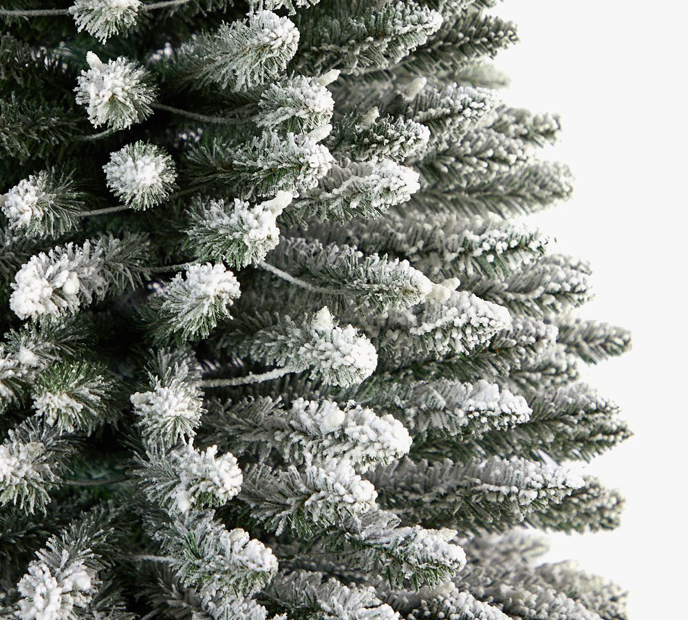 Lit Flocked Pencil Artificial Christmas Tree