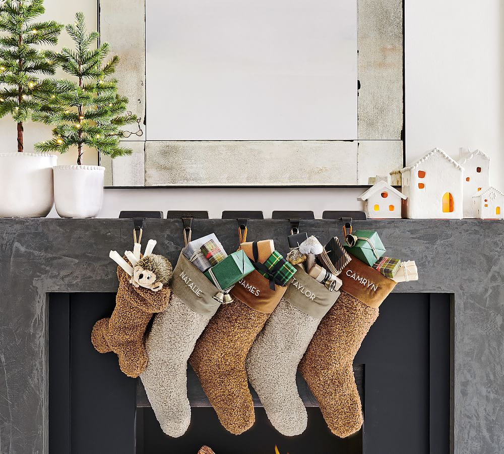 Cozy Teddy Faux Fur Bone Pet Stocking