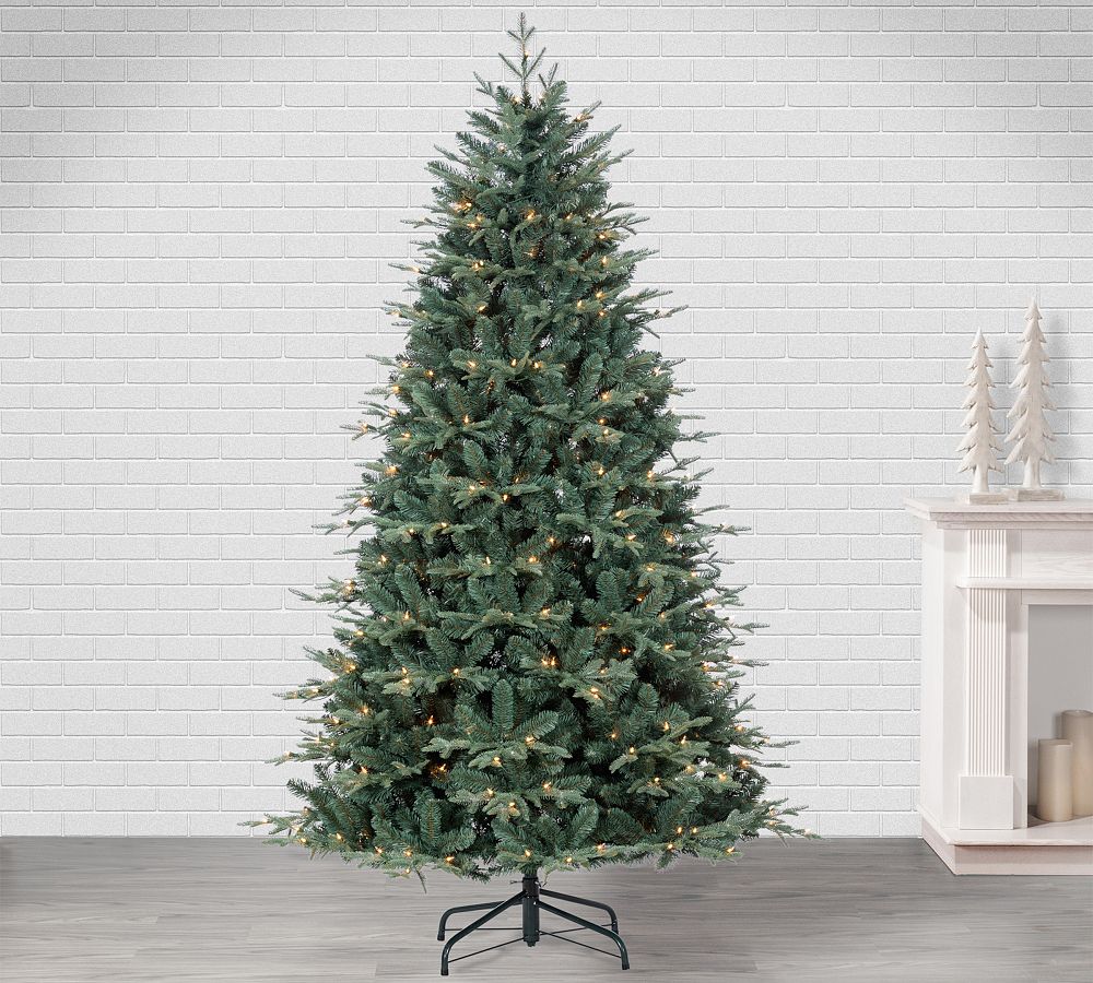 Lit Natural Cut Blue Spruce Faux Christmas Tree