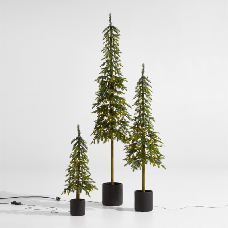 Faux Potted Slim Alpine Pre-Lit LED Tree with White Lights 3'