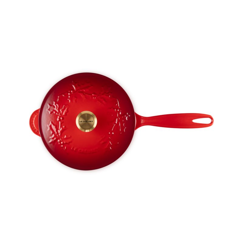 Le Creuset ® Traditional Holly Cerise 2.25-Qt. Round Saucier with Gold Knob