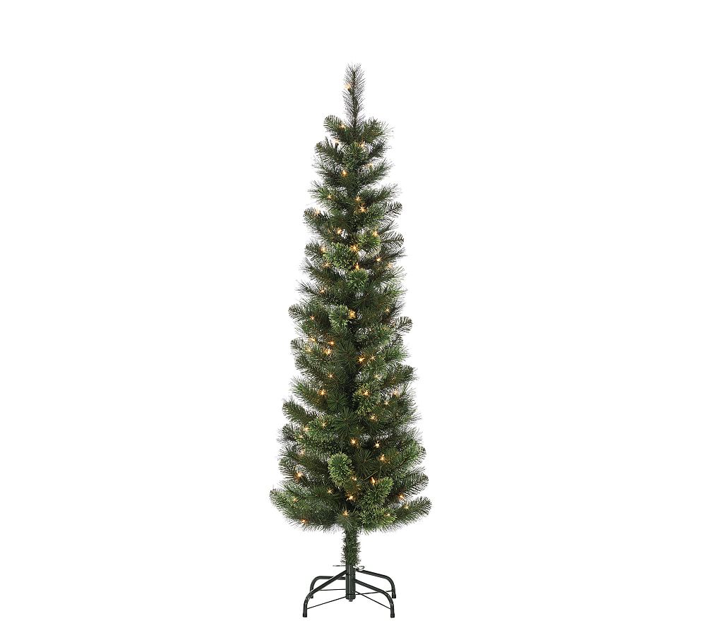 Pre-Lit Hard Mixed Cashmere Pencil Faux Pine Tree