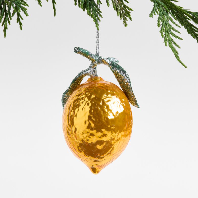 Glass Lemon Fruit Christmas Ornament