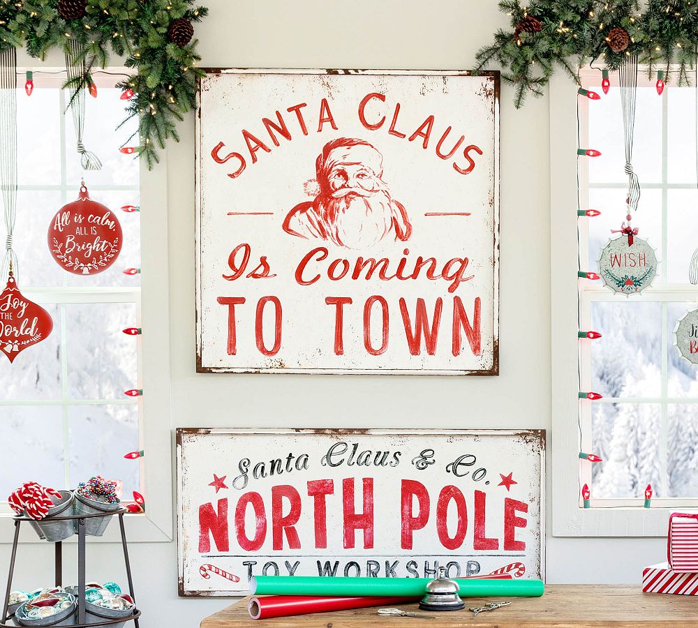 Santa Claus Is Coming To Town Vintage Wall Art