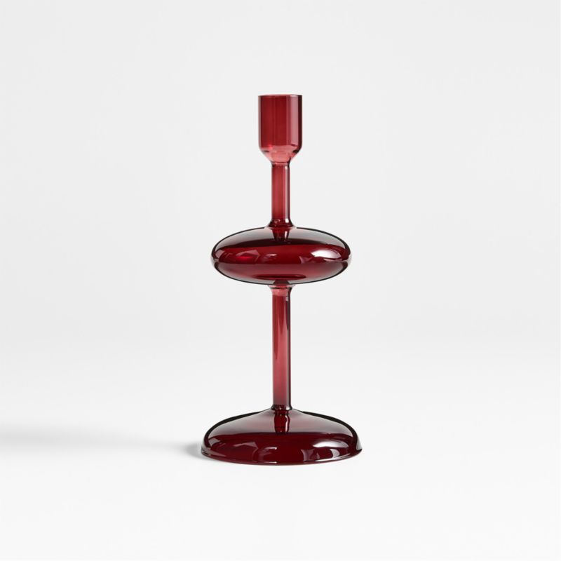 Venezia Small Red Glass Taper Candle Holder