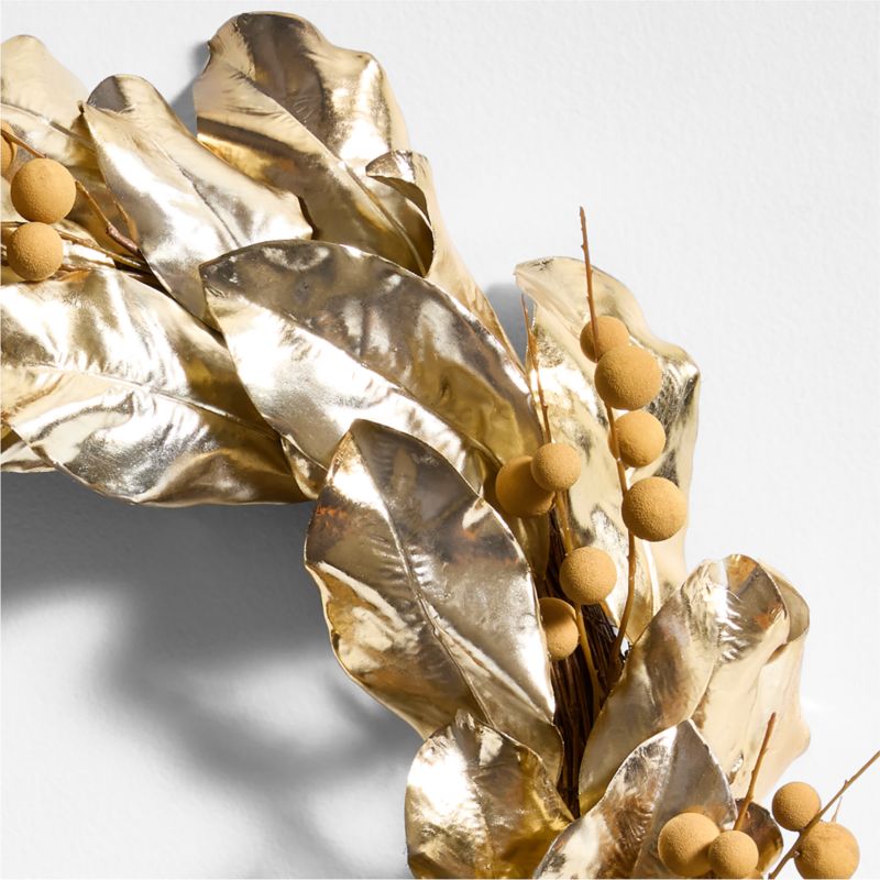 Faux Golden Magnolia Holiday Wreath 25