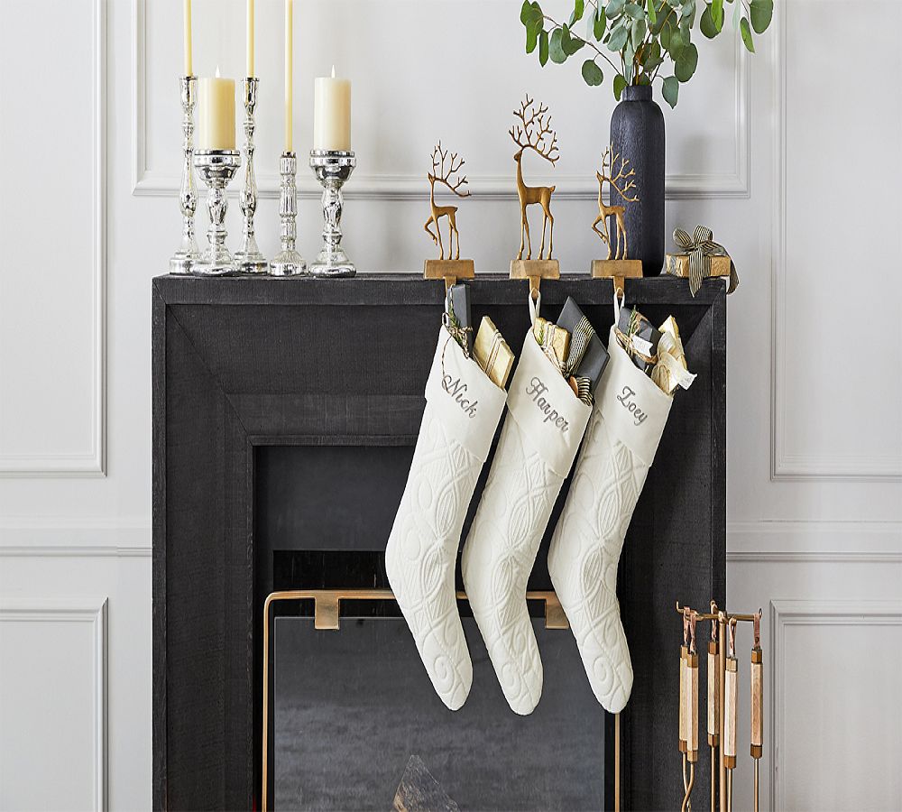 Brass Sculpted Reindeer Stocking Holders