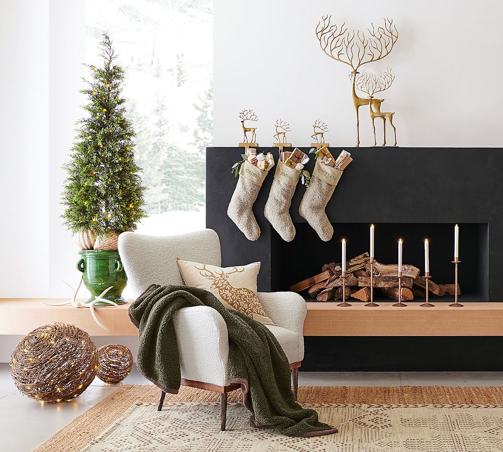 Brass Sculpted Reindeer Stocking Holders