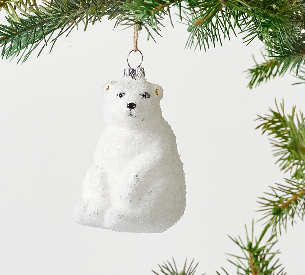 Caviar Beaded Glass Polar Bear Ornament