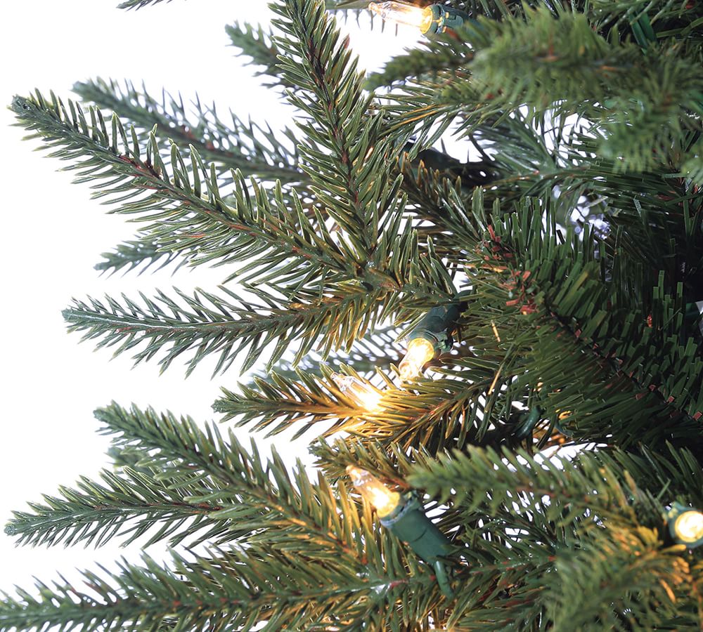 Lit Narrow Lincoln Pine Faux Christmas Trees