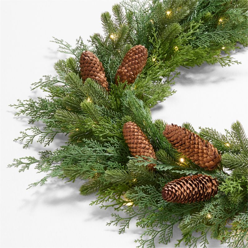 Pre-Lit Pine & Cedar Holiday Wreath & Garland Set