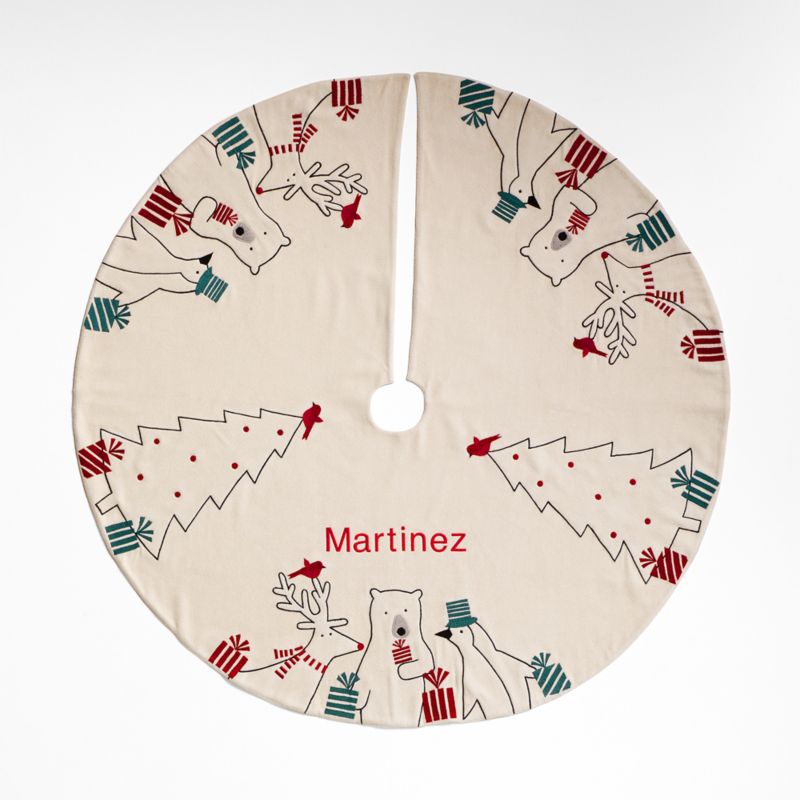 Arctic Friends Wool Christmas Tree Skirt by Joan Anderson