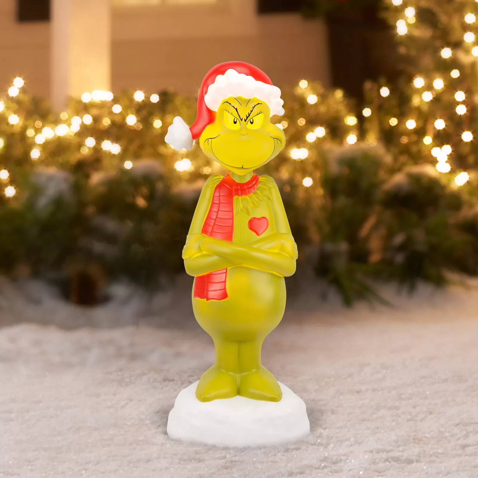 36 in Christmas Lighted Blow Mold Outdoor Decor Grinch with Scarf Dr. Seuss