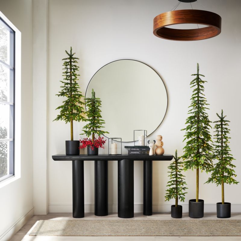 Faux Potted Slim Alpine Pre-Lit LED Tree with White Lights 3'