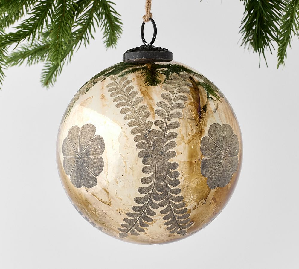 Silver Floral Etched Ornament