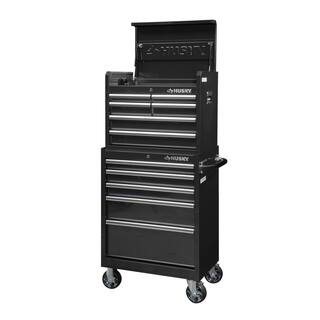 Husky 27 in. W x 18 in. D Standard Duty 11-Drawer Tool Chest Combo and Top Tool Cabinet Combo in Black UACT-H-270111BK