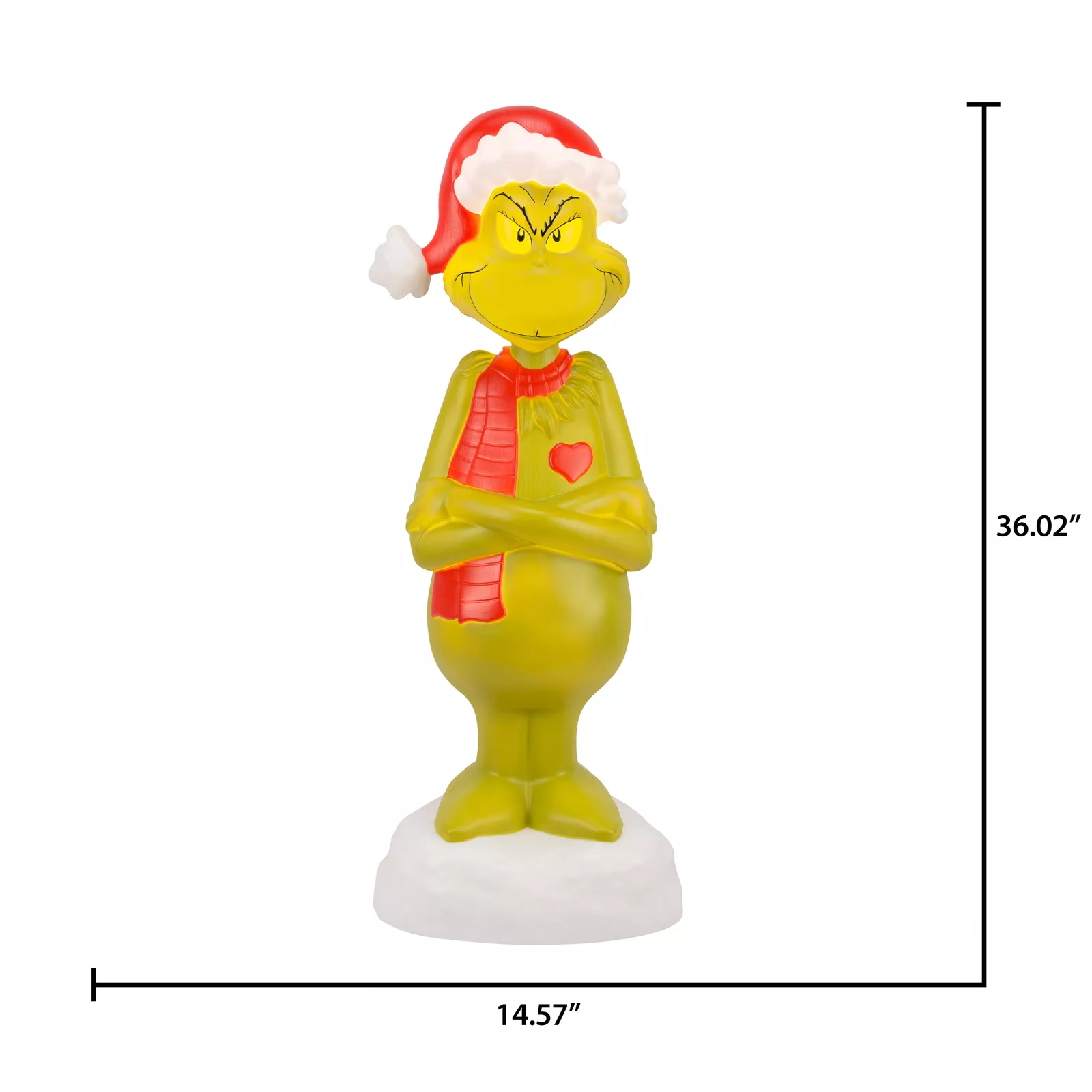 36 in Christmas Lighted Blow Mold Outdoor Decor Grinch with Scarf Dr. Seuss