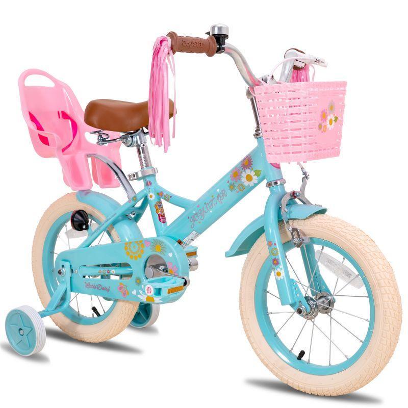 Little Daisy Kids Bike for 4 5 6 7 Years Girls with Handbrake, Children Princess Bicycle with Training Wheels Basket Streamer Toddler Cycle