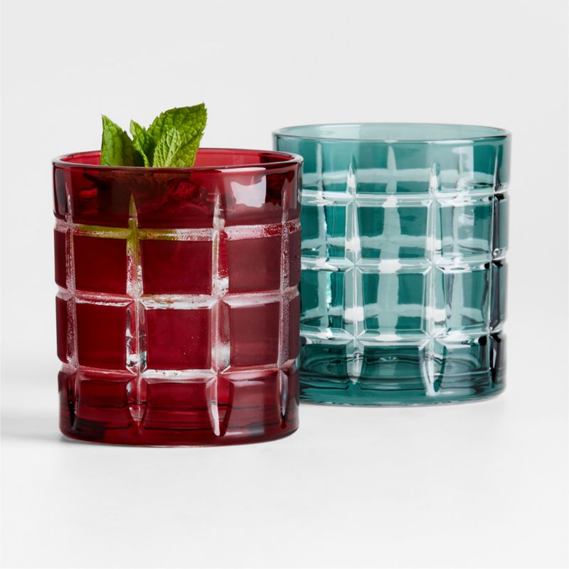 Windowpane 11-Oz. Red Double Old-Fashioned Glass