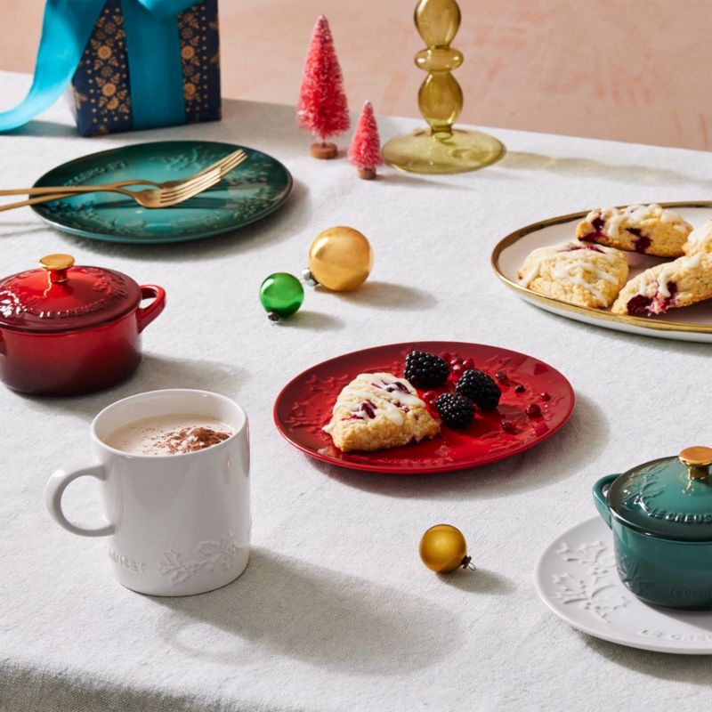 Le Creuset ® 8 oz. Cerise Holly Mini Round Cocotte with Gold Knob