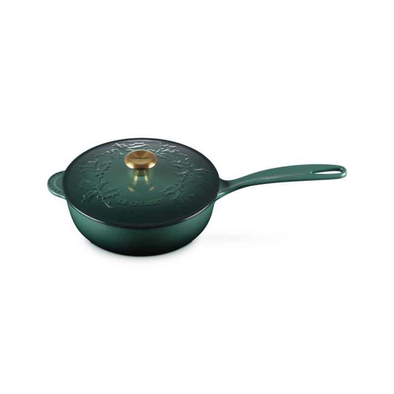 Le Creuset ® Traditional Holly Artichaut 2.25-Qt.Round Saucier with Gold Knob