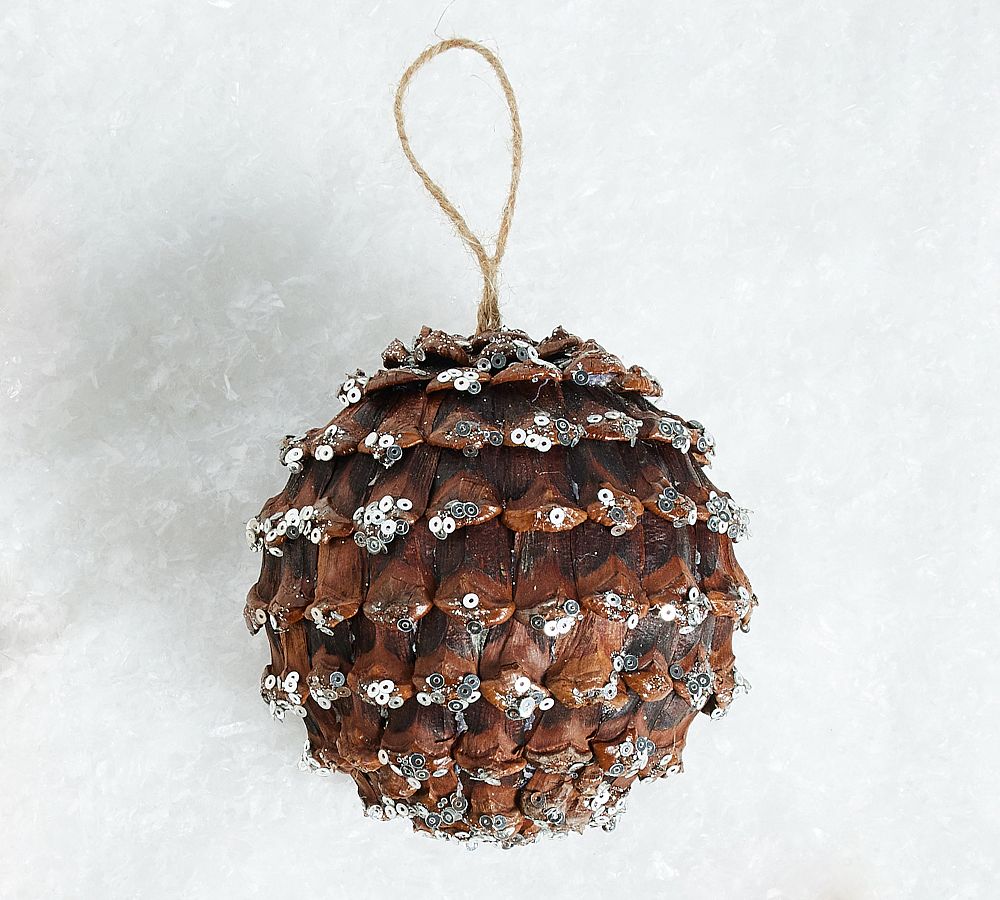Glitter Pinecone Sphere Ornament