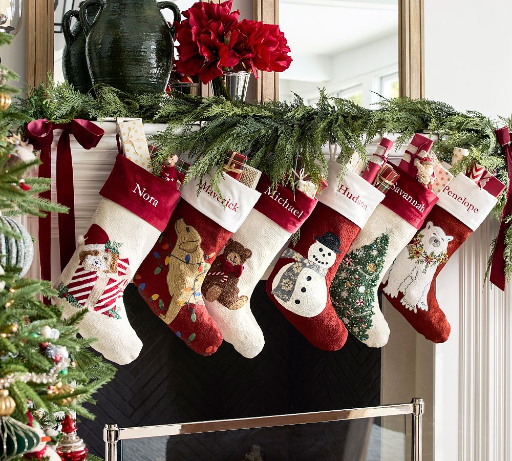 Holiday Icons Crewel Stockings