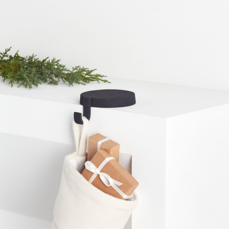 Round Zinc Black Metal Christmas Stocking Holder