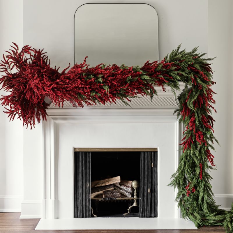Faux Red Mini Berry Garland 6'