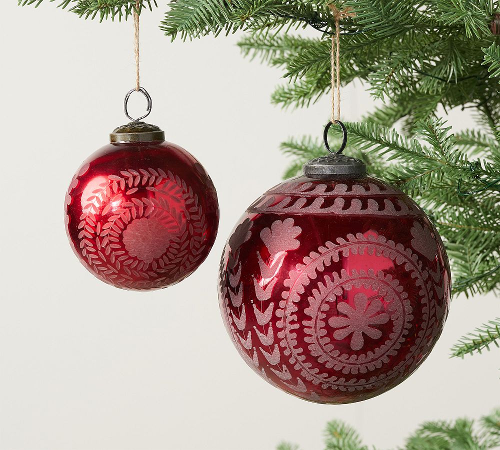 Etched Mercury Glass Ornaments