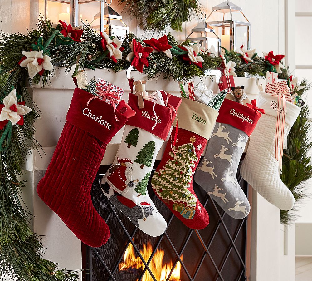 Holiday Icons Crewel Stockings