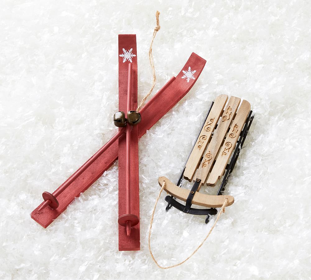 Wooden Winter Sports Ornaments