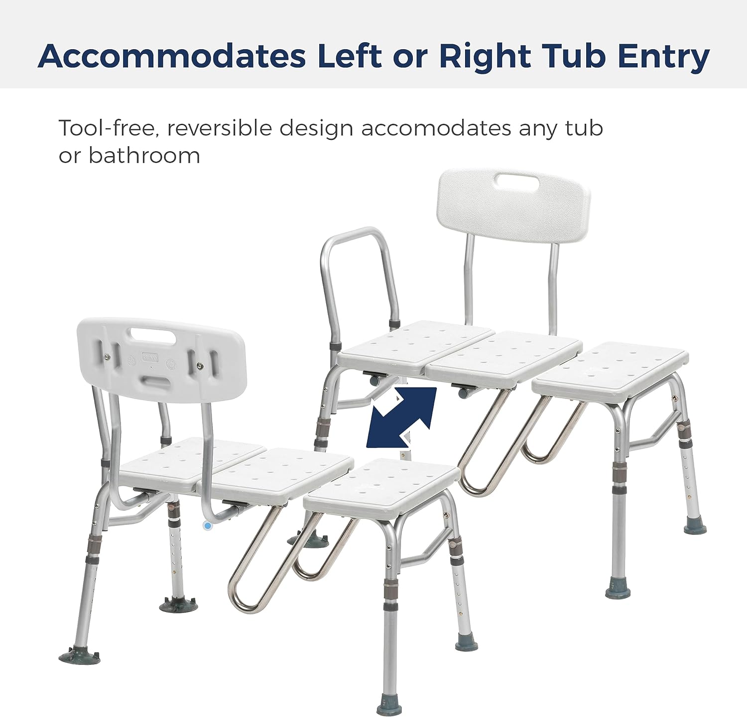 Drive Medical Splash Defense Tub Transfer Bench for Bathtub with Curtain Guard Protection, White