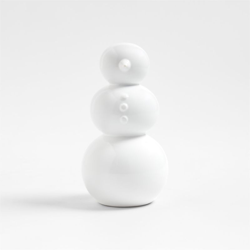 Small White Holiday Ceramic Snowman 6.5