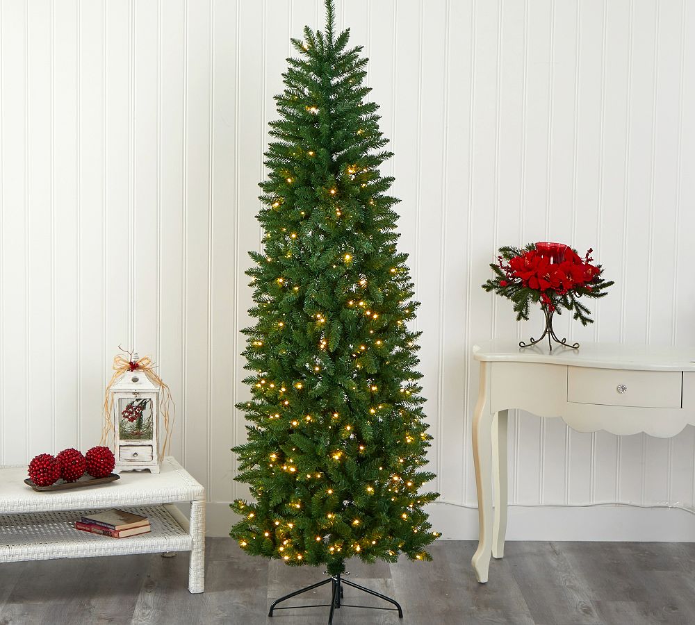 Faux Lit Slim Mountain Pine Tree