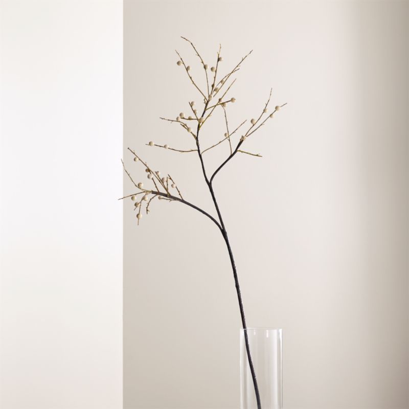 Faux Ilex White Berry Stem Branch 39