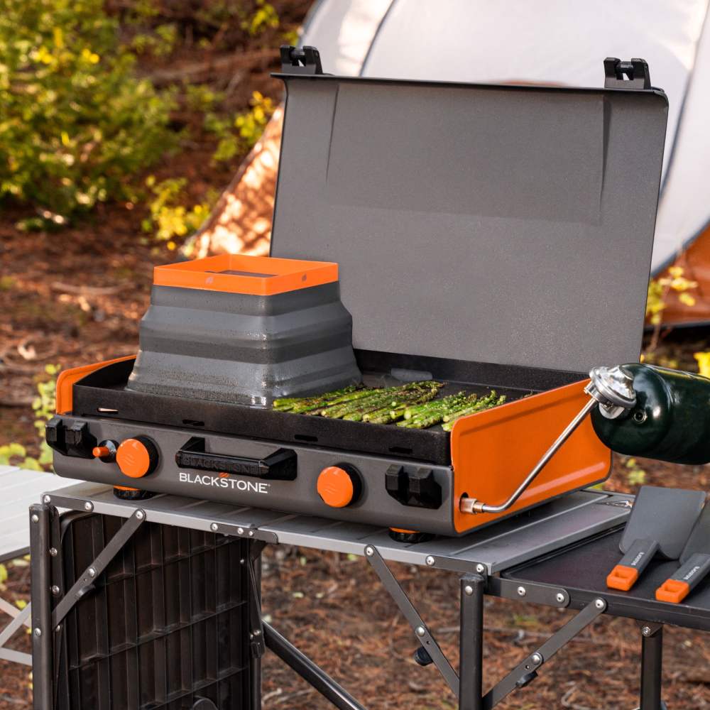 Blackstone Adventure Ready 20 x14  2-Burner Propane Camping Griddle with Latching Hood and Handle