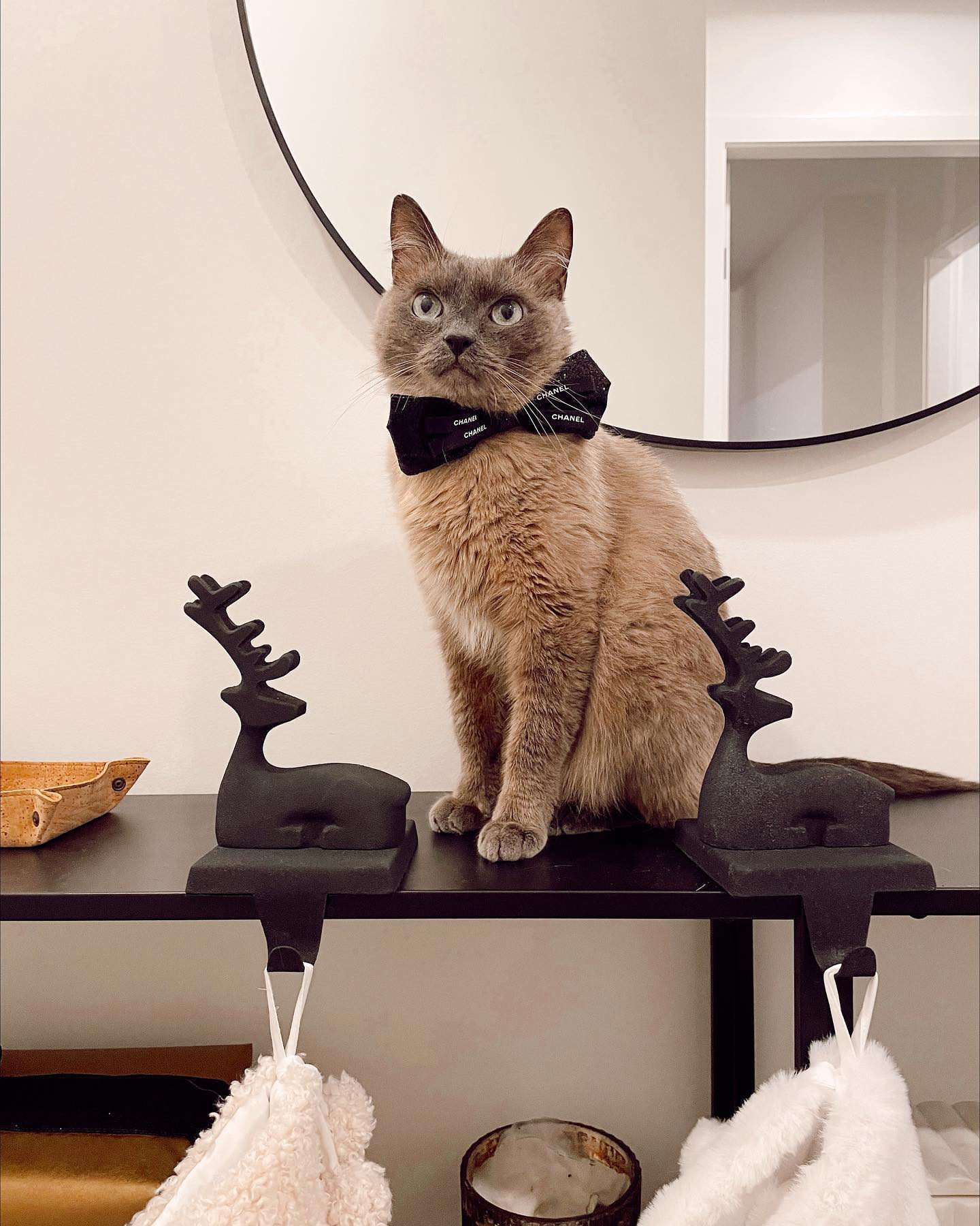 Zinc Sitting Reindeer Christmas Stocking Holder