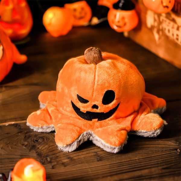 Halloween Pirate Pumpkin Octopus Reversible Flip Plush Dog Toy
