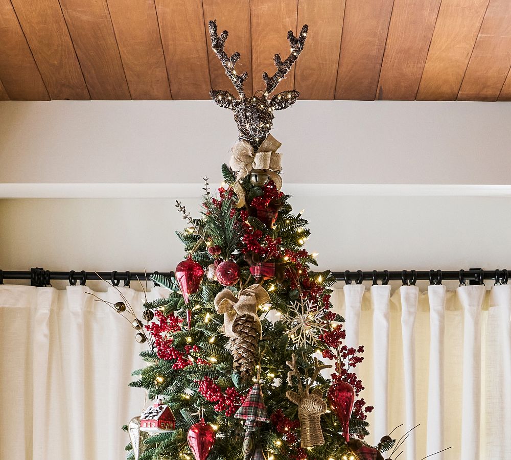 Lit Burlap Buck Tree Topper