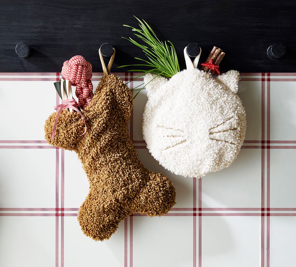 Cozy Teddy Faux Fur Bone Pet Stocking