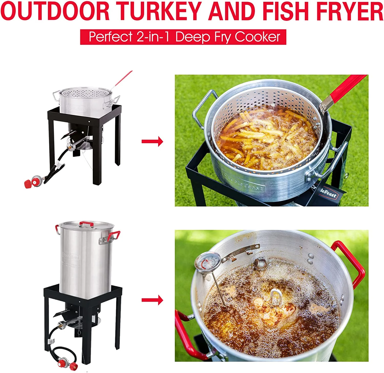 CreoleFeast TFS3010 Propane 30 Qt. Turkey and 10 Qt. Fish Fryer Boiler Steamer Set