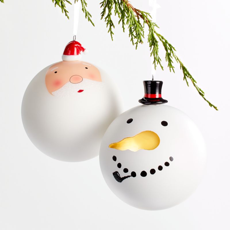 Jolly Santa Ball Christmas Tree Ornament with Ceramic Hat