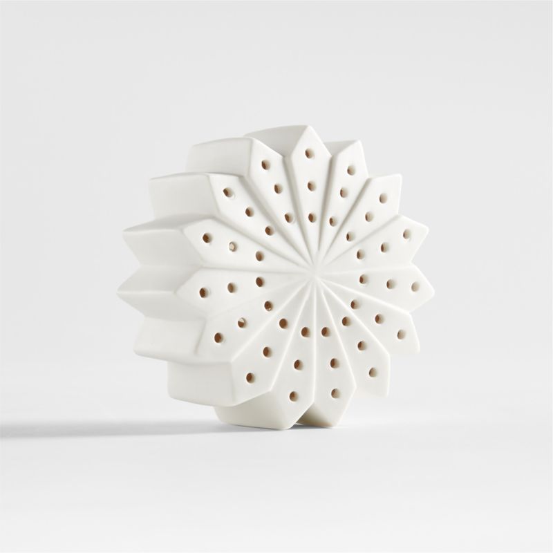 Small LED White Holiday Ceramic Snowflake 4